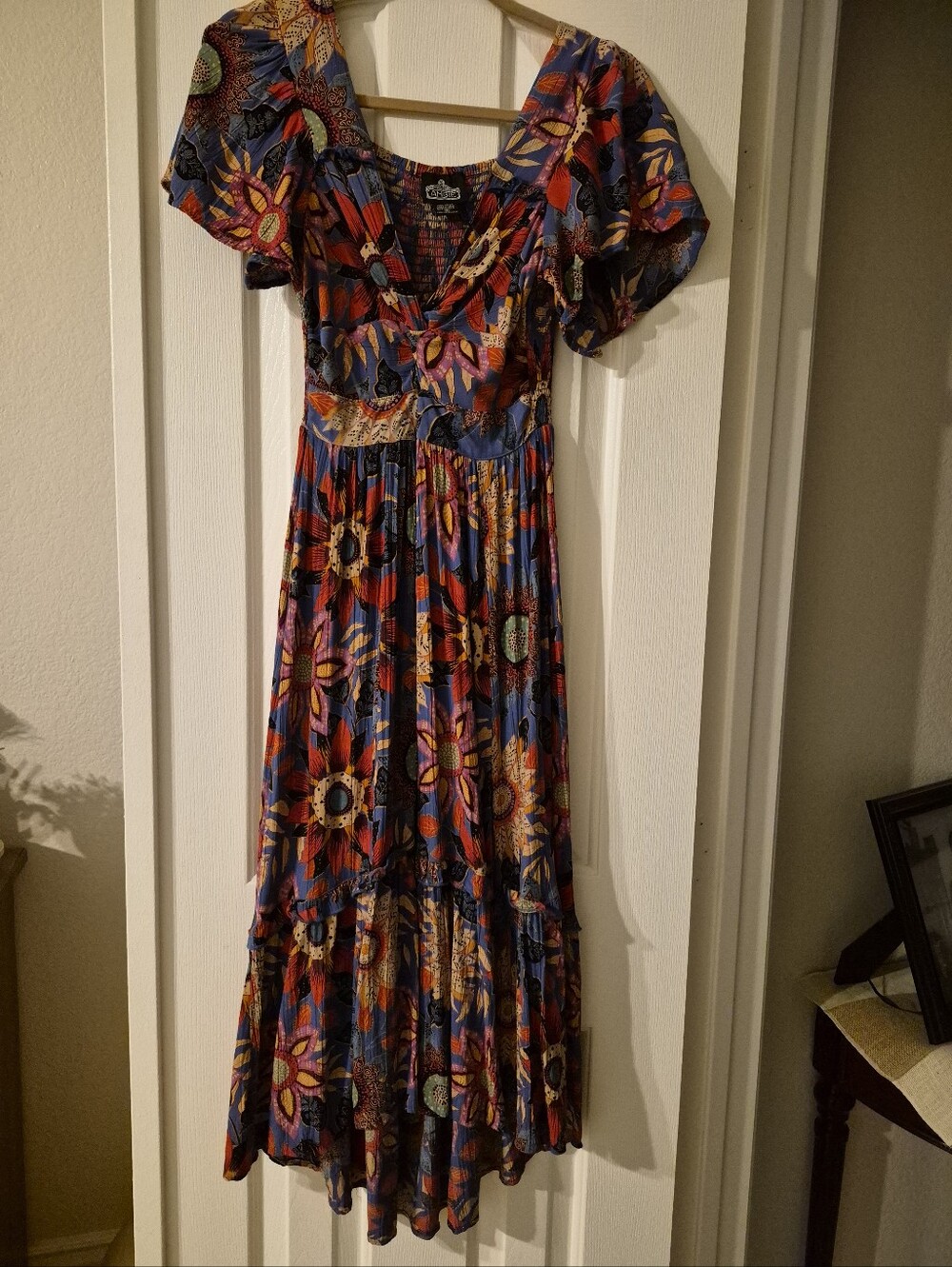 Angie Women's Deep V Maxi Dress with Slit on left side - Picture 6 of 6